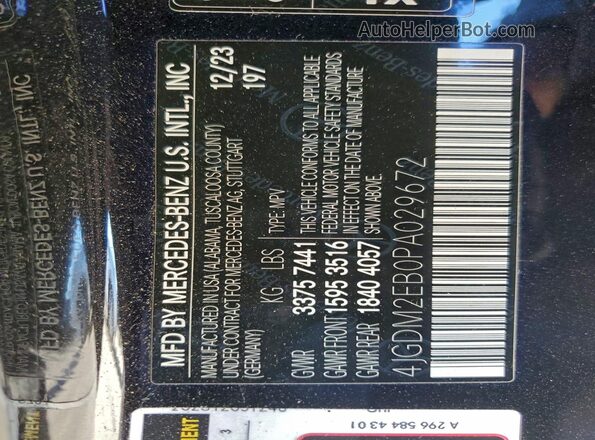4JGDM2EB0PA029672 2023 MERCEDES-BENZ EQS Black Vista interior de 360 grados