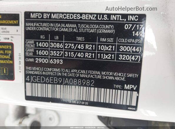 4JGED6EB9JA088982 2018 MERCEDES-BENZ AMG GLE 43 COUPE White Vista del compartimento del motor