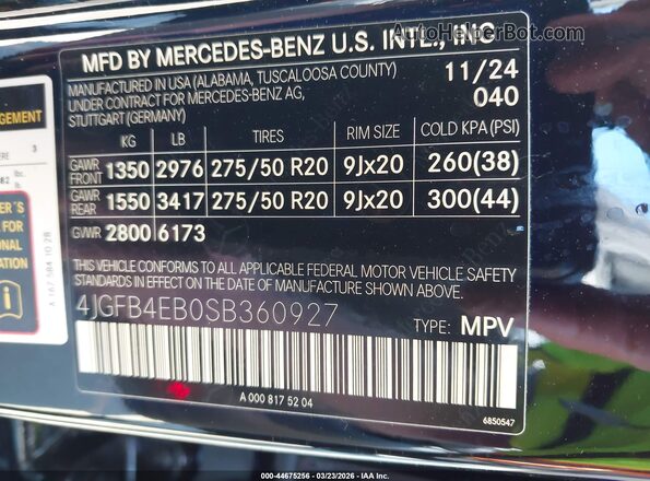 4JGFB4EB0SB360927 2025 MERCEDES-BENZ GLE 350 Black Engine compartment view