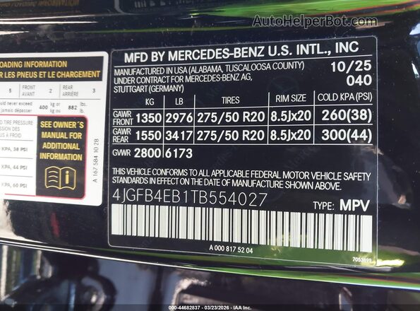 4JGFB4EB1TB554027 2026 MERCEDES-BENZ GLE 350 Черный 
