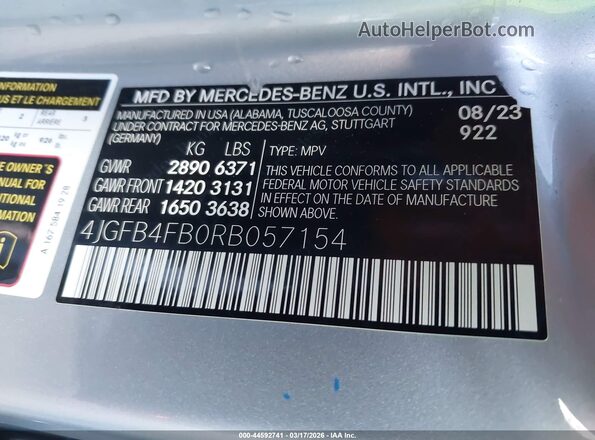 4JGFB4FB0RB057154 2024 MERCEDES-BENZ GLE 350 Gray 