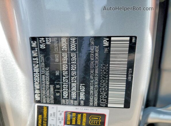 4JGFB4FB5RB229582 2024 MERCEDES-BENZ GLE Silver VIN კოდის სტიკერის ხედი