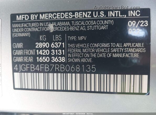 4JGFB4FB7RB068135 2024 MERCEDES-BENZ GLE 350 Silver 