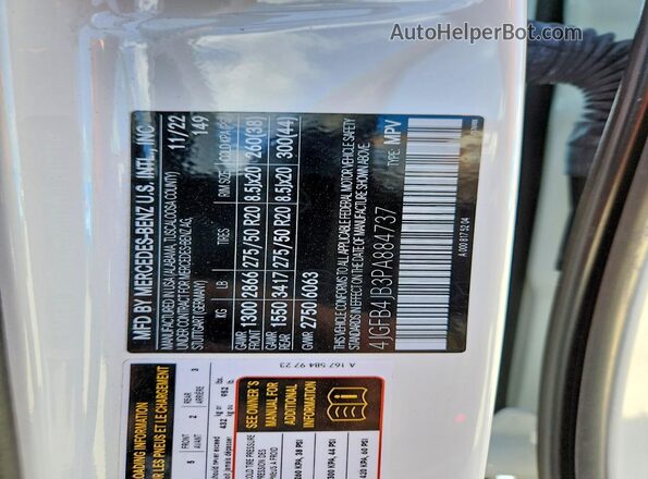 4JGFB4JB3PA884737 2023 MERCEDES-BENZ GLE White Панорамний вид салону 360°