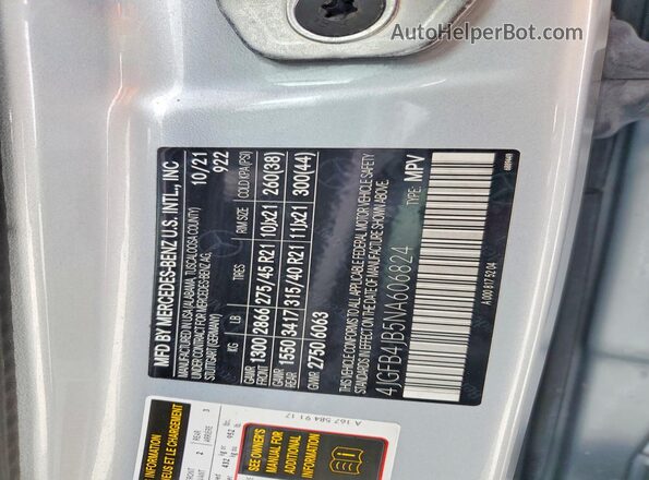 4JGFB4JB5NA606824 2022 MERCEDES-BENZ GLE Silver Vista de la etiqueta del VIN