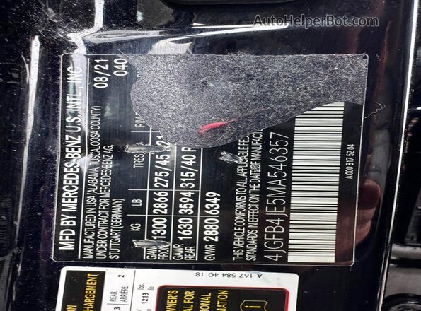 4JGFB4JE5MA546357 2021 MERCEDES-BENZ GLE Black Rear interior view