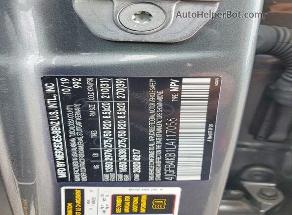 4JGFB4KB1LA117056 2020 MERCEDES-BENZ GLE Gray 