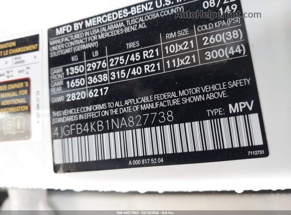 4JGFB4KB1NA827738 2022 MERCEDES-BENZ GLE 350 White Vista del compartimento del motor