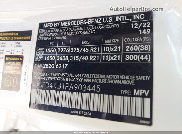 4JGFB4KB1PA903445 2023 MERCEDES-BENZ GLE 350 White Vista del compartimento del motor