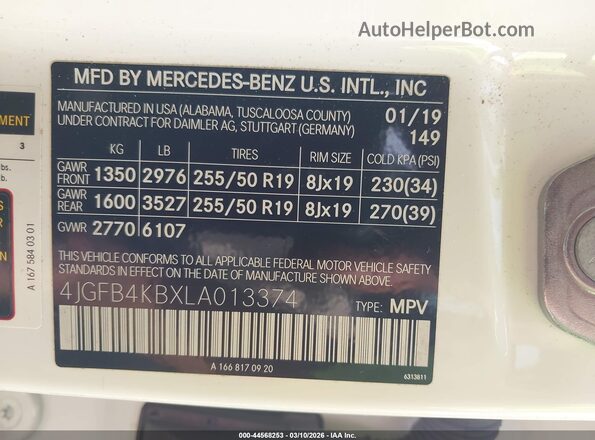 4JGFB4KBXLA013374 2020 MERCEDES-BENZ GLE 350 Белый Вид подкапотного пространства