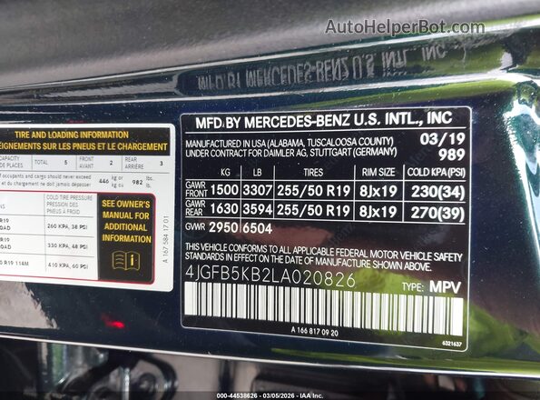 4JGFB5KB2LA020826 2020 MERCEDES-BENZ GLE 450 Green Widok komory silnika