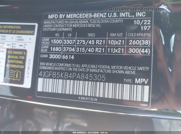 4JGFB5KB4PA845305 2023 MERCEDES-BENZ GLE 450 Черный Вид подкапотного пространства