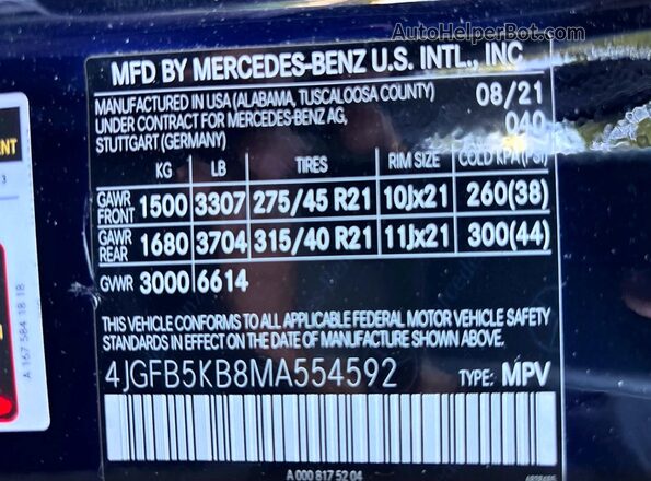4JGFB5KB8MA554592 2021 MERCEDES-BENZ GLE Black უკანა სავარძლების ხედი