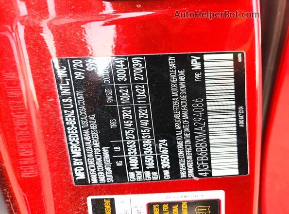 4JGFB6BBXMA294086 2021 MERCEDES-BENZ GLE Red Շարժիչի բաժամունքի տեսք