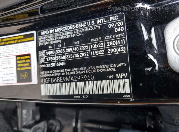 4JGFB6BE9MA293960 2021 MERCEDES-BENZ GLE Черный 