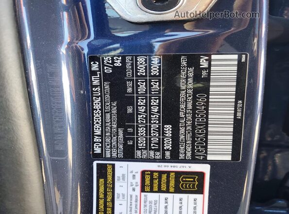 4JGFD5KBXTB504960 2026 MERCEDES-BENZ GLE Blue Vista de la etiqueta del VIN