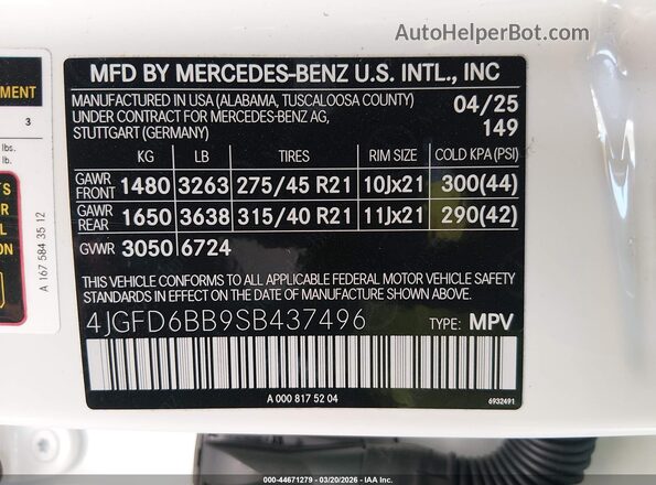 4JGFD6BB9SB437496 2025 MERCEDES-BENZ AMG GLE 53 COUPE White 
