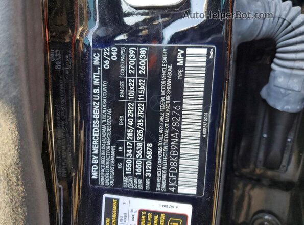 4JGFD8KB9NA782761 2022 MERCEDES-BENZ GLE Black Вид наклейки з VIN-кодом