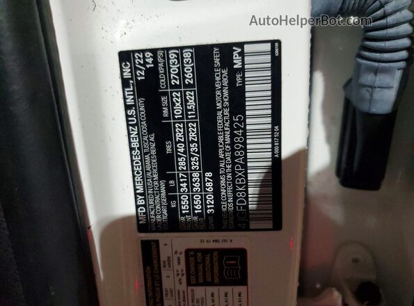 4JGFD8KBXPA898425 2023 MERCEDES-BENZ GLE White Vista de la etiqueta del VIN