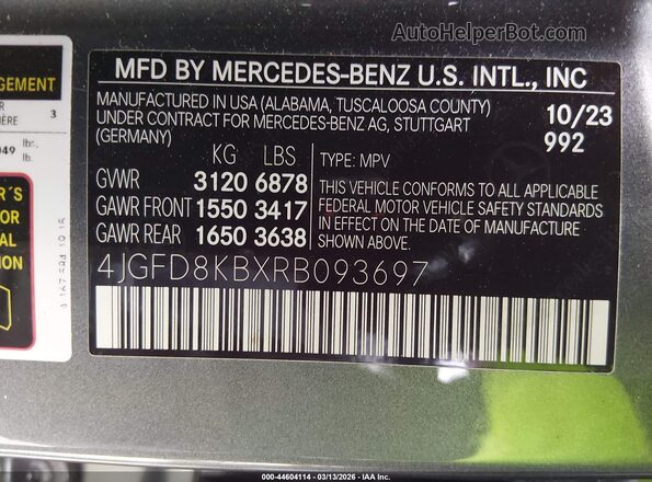 4JGFD8KBXRB093697 2024 MERCEDES-BENZ AMG GLE 63 COUPE Gray Engine compartment view