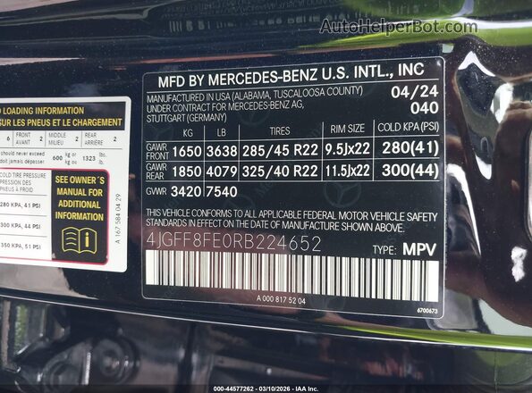 4JGFF8FE0RB224652 2024 MERCEDES-BENZ GLS 580 Black Widok komory silnika