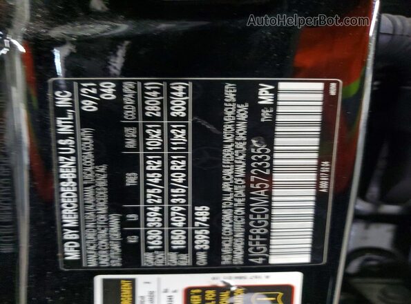 4JGFF8GE0MA572335 2021 MERCEDES-BENZ GLS Black Вид наклейки з VIN-кодом