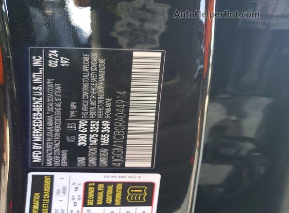 4JGGM1CB0RA044914 2024 MERCEDES-BENZ EQE Black Вид наклейки з VIN-кодом