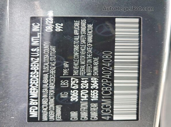 4JGGM1CB2PA024080 2023 MERCEDES-BENZ EQE Gray VIN sticker view