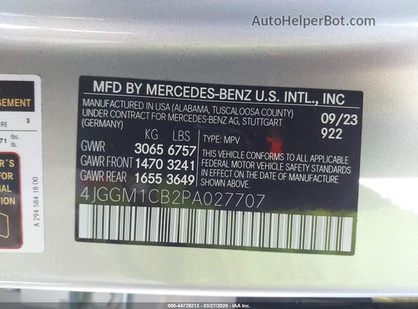 4JGGM1CB2PA027707 2023 MERCEDES-BENZ EQE 350 SUV Gray Вид підкапотного простору