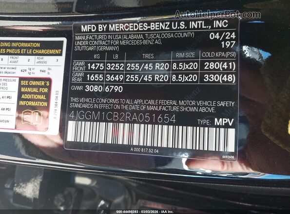 4JGGM1CB2RA051654 2024 MERCEDES-BENZ EQE 350 SUV Black Engine compartment view