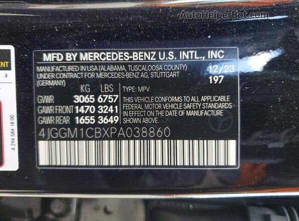 4JGGM1CBXPA038860 2023 MERCEDES-BENZ EQE Black VIN კოდის სტიკერის ხედი