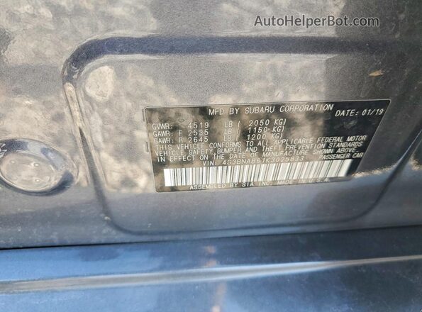 4S3BNAB61K3025833 2019 SUBARU LEGACY Gray 