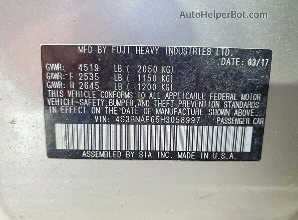 4S3BNAF65H3058997 2017 SUBARU LEGACY Tan Widok komory silnika