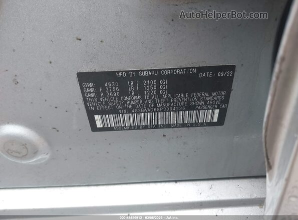 4S3BWAD68P3004236 2023 SUBARU LEGACY Gray 
