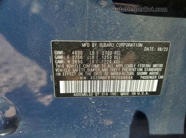 4S3BWAF61R3009844 2024 SUBARU LEGACY Синий Вид подкапотного пространства