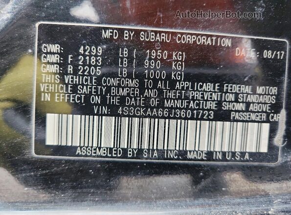 4S3GKAA66J3601723 2018 SUBARU IMPREZA Black Շարժիչի բաժամունքի տեսք