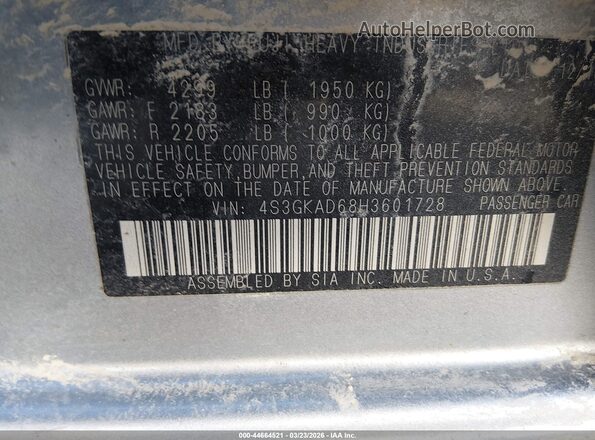 4S3GKAD68H3601728 2017 SUBARU IMPREZA Серебряный Вид подкапотного пространства