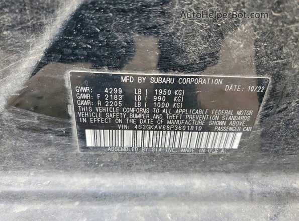 4S3GKAV68P3601810 2023 SUBARU IMPREZA Black ძრავის განყოფილების ხედი