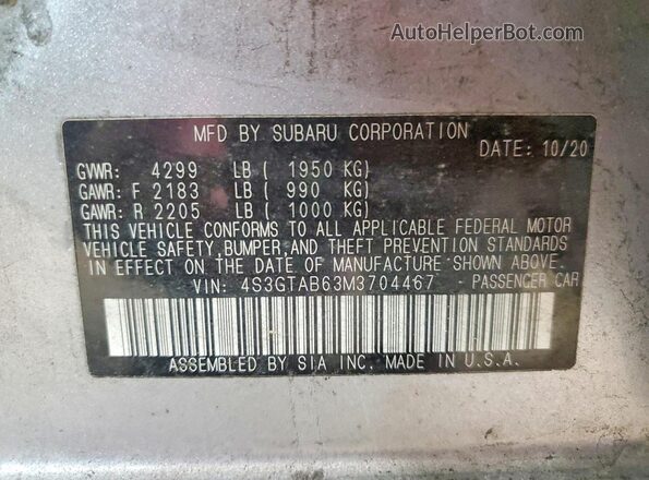 4S3GTAB63M3704467 2021 SUBARU IMPREZA Silver 