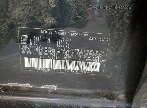 4S3GTAC60K3749037 2019 SUBARU IMPREZA Black 