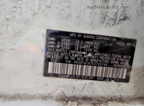 4S3GTAC67K3705746 2019 SUBARU IMPREZA White 