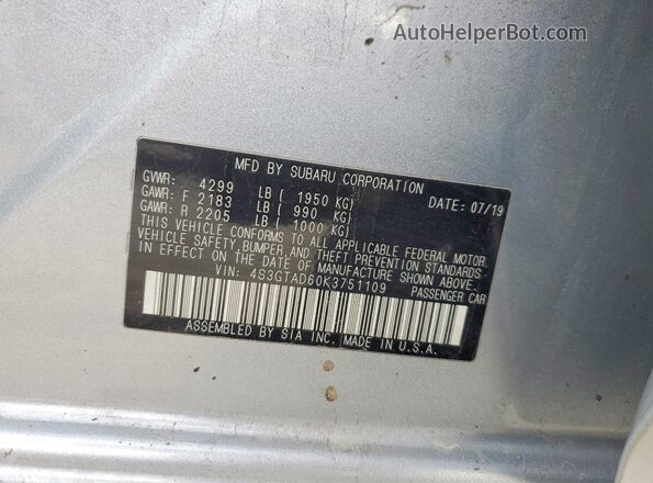 4S3GTAD60K3751109 2019 SUBARU IMPREZA Silver 