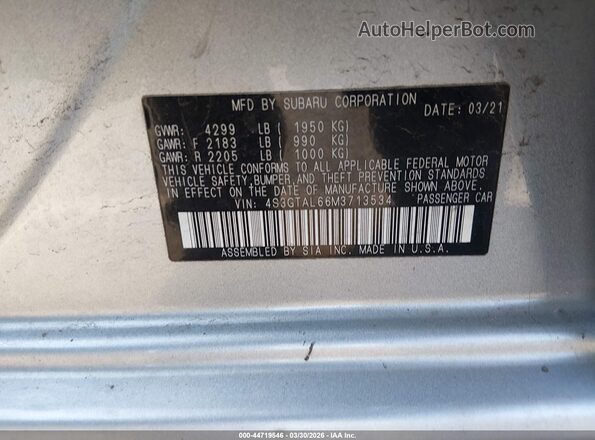 4S3GTAL66M3713534 2021 SUBARU IMPREZA Синий Вид подкапотного пространства