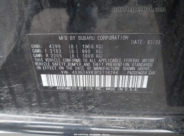 4S3GTAV63P3718286 2023 SUBARU IMPREZA Black Շարժիչի բաժամունքի տեսք