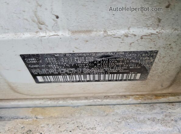 4S4BSABC1K3358219 2019 SUBARU OUTBACK White 