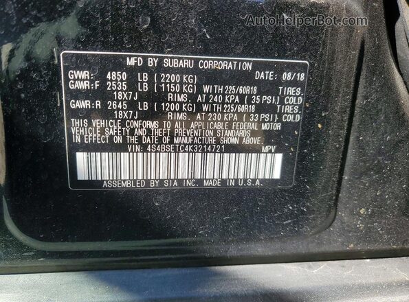 4S4BSETC4K3214721 2019 SUBARU OUTBACK Black 