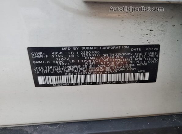 4S4BTACC2P3168707 2023 SUBARU OUTBACK White 
