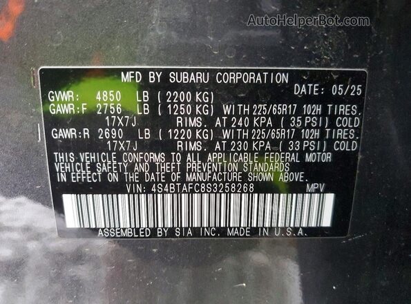4S4BTAFC8S3258268 2025 SUBARU OUTBACK Gray 