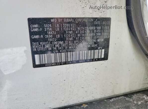 4S4BTGPD8N3201230 2022 SUBARU OUTBACK White Панорамний вид салону 360°