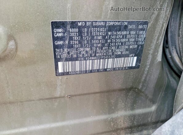 4S4WMAED1P3455282 2023 SUBARU ASCENT Green VIN კოდის სტიკერის ხედი